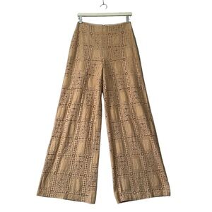 Via Bovio | Tan Crochet Lace‎ Wide Leg Pants Size S